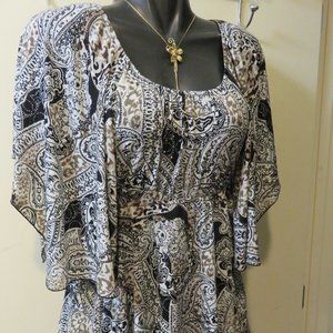 STYLE & Co. SMALL/NYLON/ FLUTTER SLEEVE BLOUSE